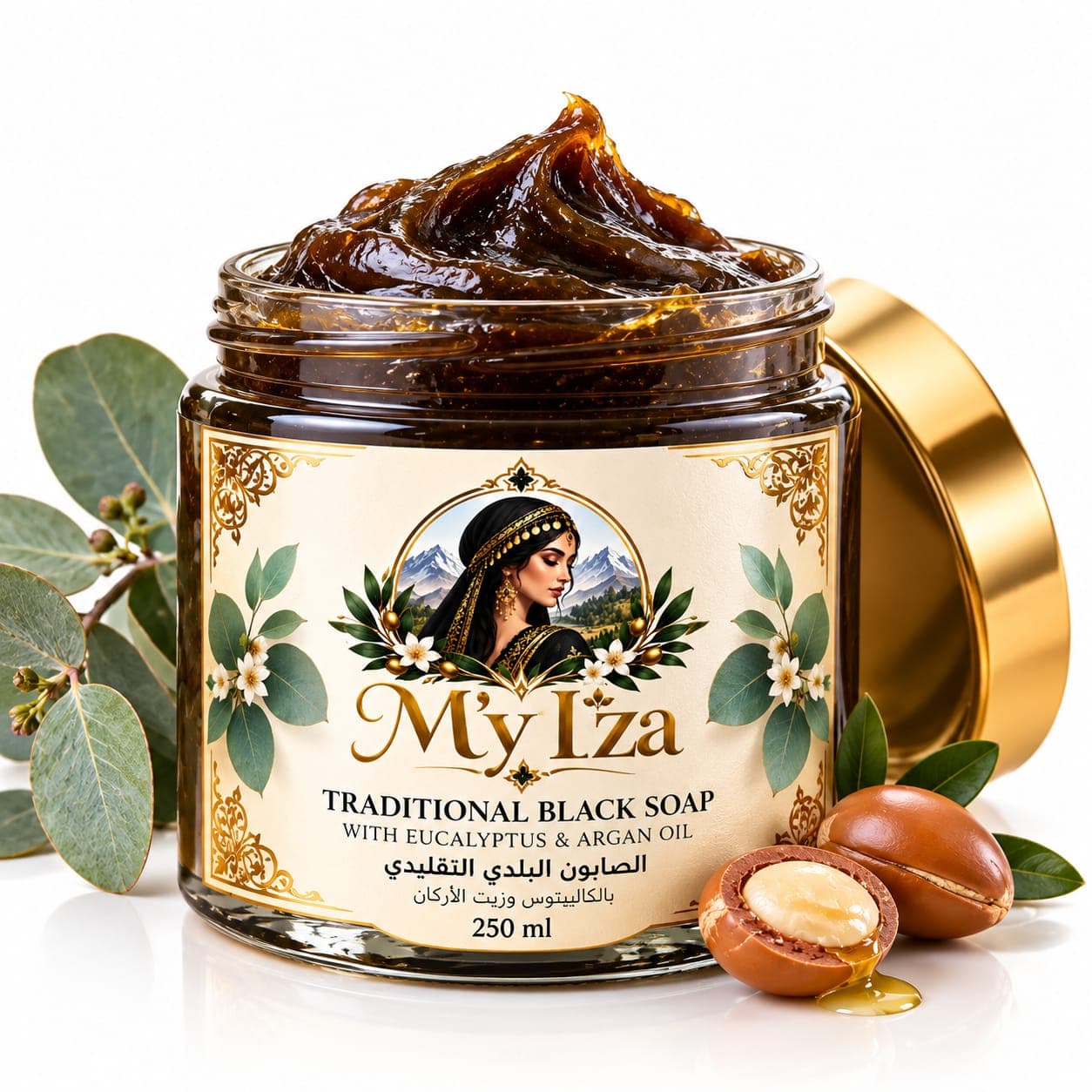 Traditional Black Soap – Eucalyptus & Argan 250ml
